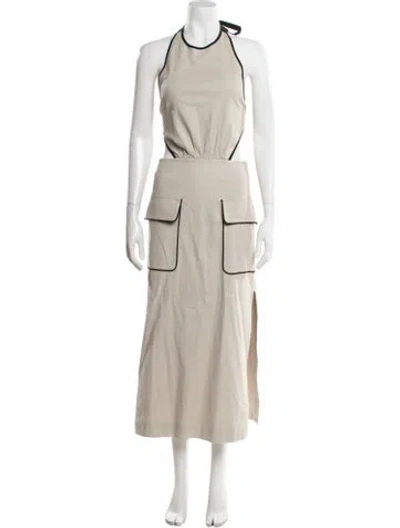 Pre-owned Staud Linen Long Dress In Neutral