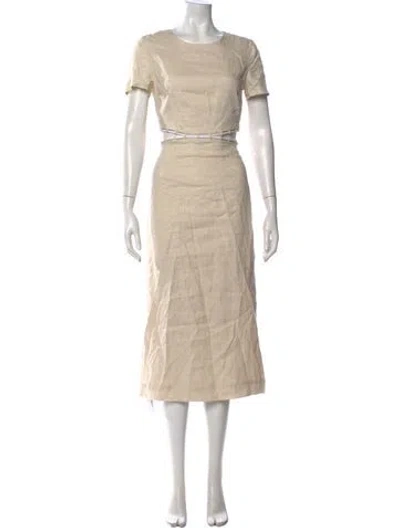 Pre-owned Staud Linen Long Dress In Neutral