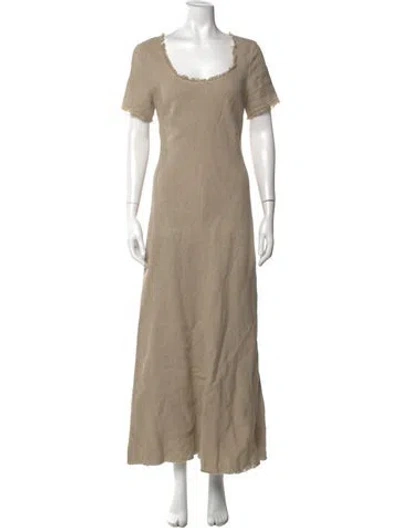 Pre-owned Staud Linen Long Dress In Neutral