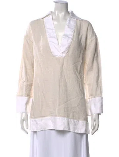 Pre-owned Staud Linen Long Dress In Neutral