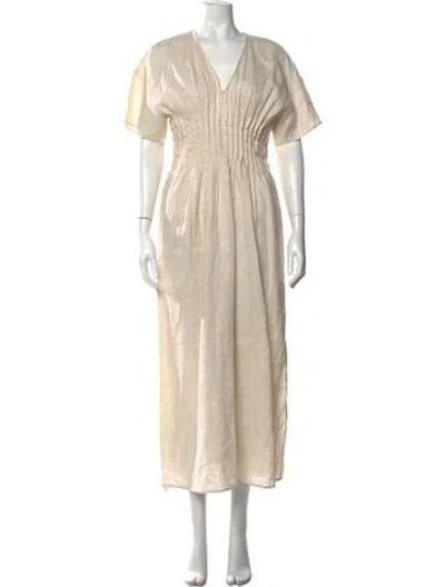 Pre-owned Staud Linen Long Dress In Neutral