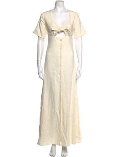 Pre-owned Staud Linen Long Dress In Neutrals