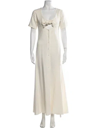 Pre-owned Staud Linen Long Dress In Neutrals