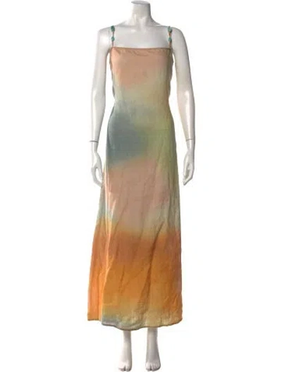 Pre-owned Staud Linen Long Dress In Neutrals