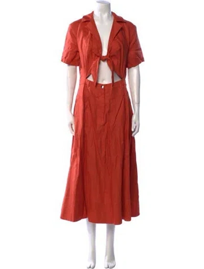 Pre-owned Staud Linen Long Dress In Orange