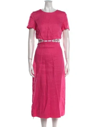 Pre-owned Staud Linen Long Dress In Pink