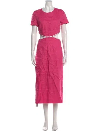 Pre-owned Staud Linen Long Dress In Pink