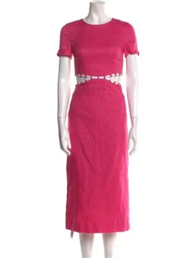Pre-owned Staud Linen Long Dress In Pink
