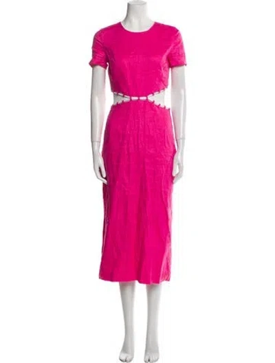 Pre-owned Staud Linen Long Dress In Pink