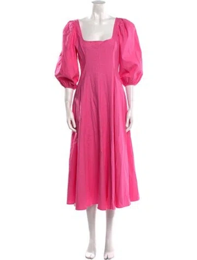 Pre-owned Staud Linen Long Dress In Pink