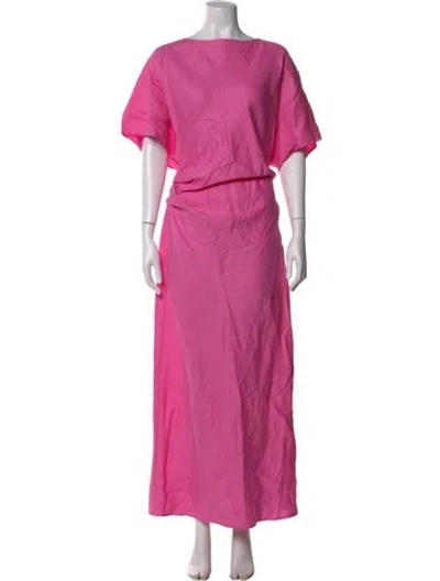 Pre-owned Staud Linen Long Dress In Pink