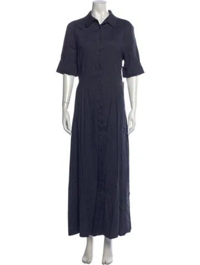 Pre-owned Staud Linen Long Dress W/ Tags In Blue