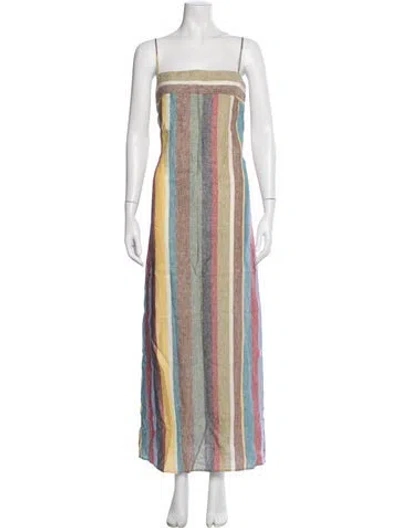 Pre-owned Staud Linen Long Dress W/ Tags In Pink