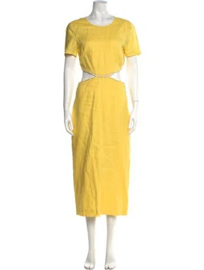 Pre-owned Staud Linen Long Dress W/ Tags In Yellow
