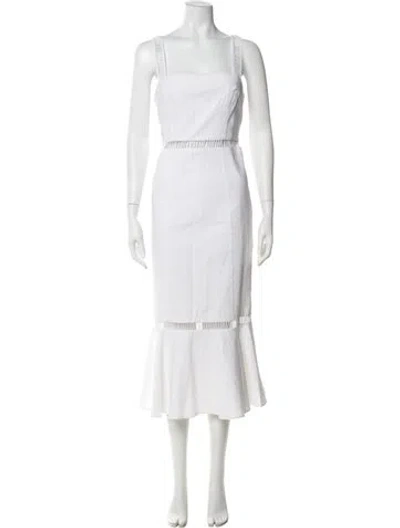 Pre-owned Staud Linen Long Dress In White