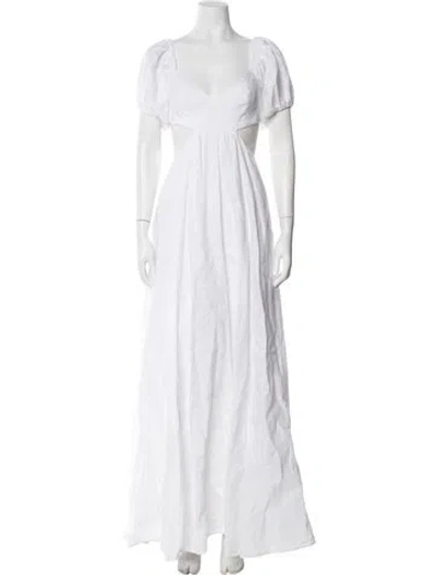 Pre-owned Staud Linen Long Dress In White