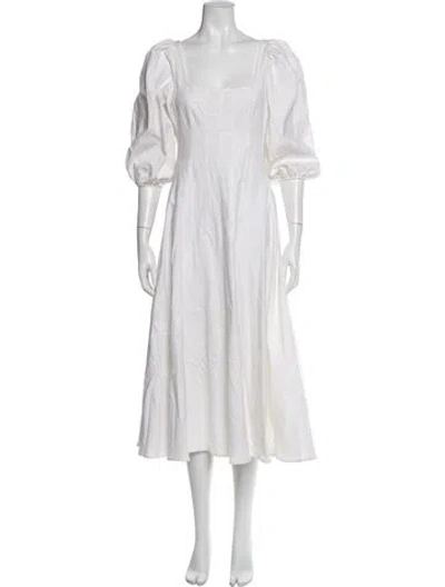 Pre-owned Staud Linen Long Dress In White