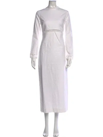 Pre-owned Staud Linen Long Dress In White