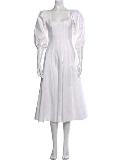Pre-owned Staud Linen Long Dress In White