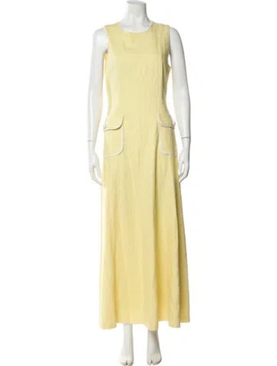 Pre-owned Staud Linen Long Dress In Yellow