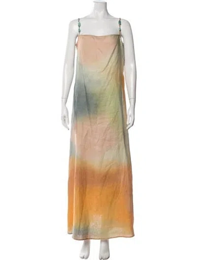 Pre-owned Staud Linen Long Dress In Yellow