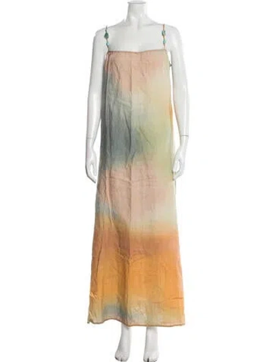 Pre-owned Staud Linen Long Dress In Yellow