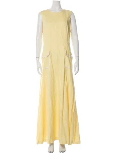 Pre-owned Staud Linen Long Dress In Yellow