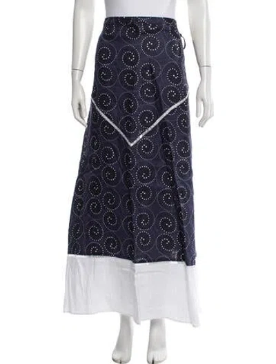 Pre-owned Staud Linen Long Skirt In Blue