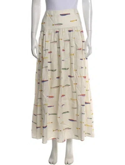 Pre-owned Staud Linen Long Skirt In Neutral