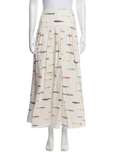 Pre-owned Staud Linen Long Skirt In Neutral