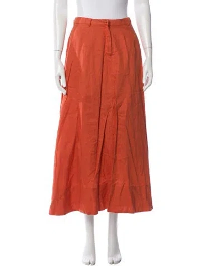 Pre-owned Staud Linen Long Skirt In Orange