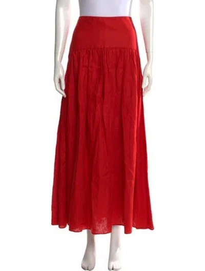 Pre-owned Staud Linen Long Skirt In Red