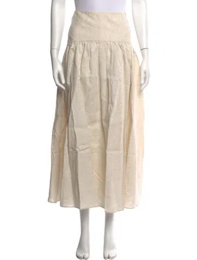 Pre-owned Staud Linen Long Skirt W/ Tags In Neutrals