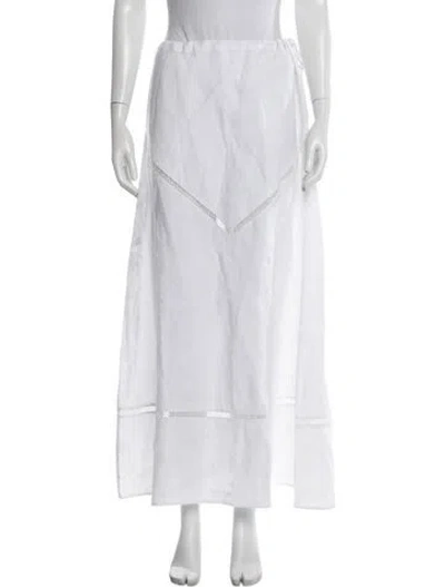 Pre-owned Staud Linen Long Skirt In White