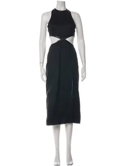 Pre-owned Staud Linen Midi Length Dress In Black