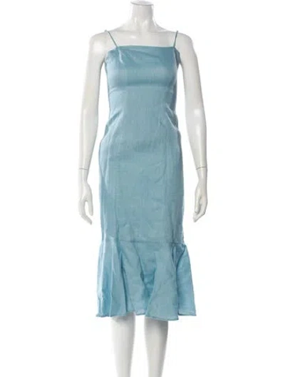 Pre-owned Staud Linen Midi Length Dress In Blue