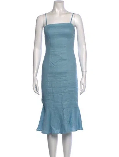 Pre-owned Staud Linen Midi Length Dress In Blue