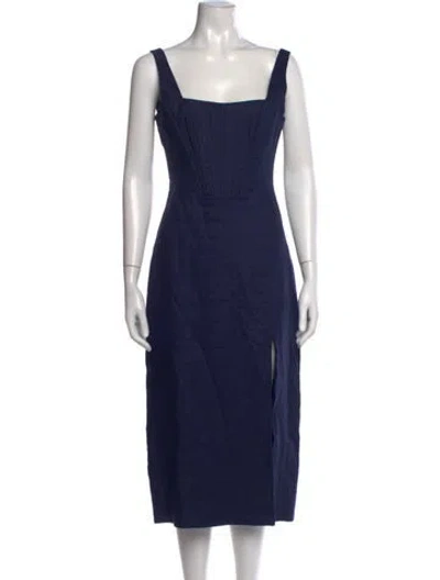 Pre-owned Staud Linen Midi Length Dress In Blue