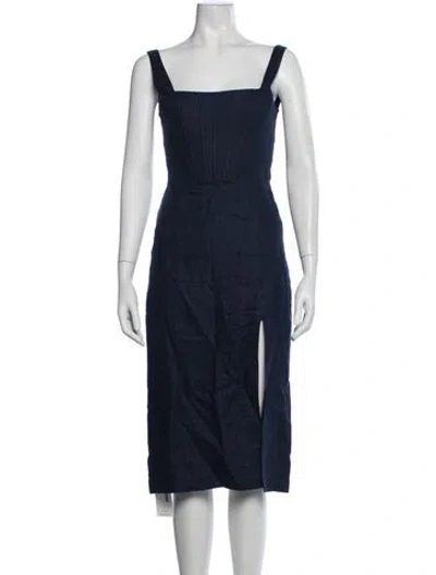 Pre-owned Staud Linen Midi Length Dress In Blue