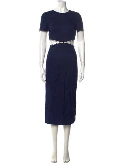 Pre-owned Staud Linen Midi Length Dress In Blue
