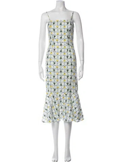 Pre-owned Staud Linen Midi Length Dress In Green