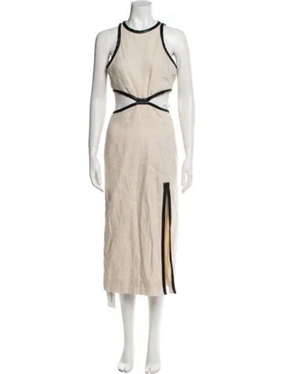 Pre-owned Staud Linen Midi Length Dress In Neutral