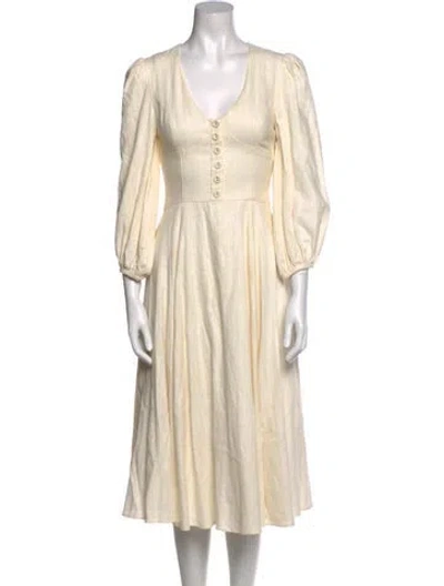 Pre-owned Staud Linen Midi Length Dress In Neutral
