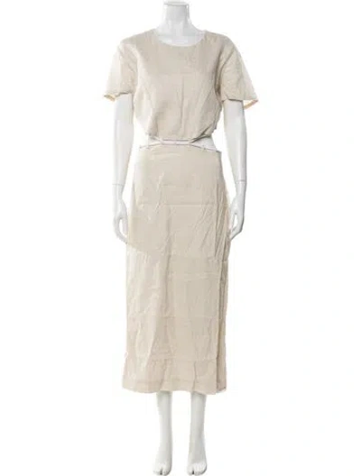 Pre-owned Staud Linen Midi Length Dress In Neutral
