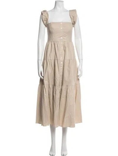 Pre-owned Staud Linen Midi Length Dress In Neutral