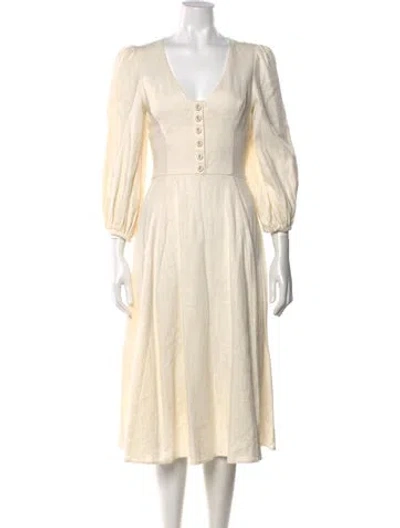 Pre-owned Staud Linen Midi Length Dress In Neutral