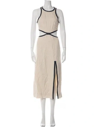 Pre-owned Staud Linen Midi Length Dress In Neutral