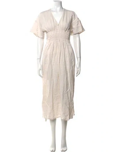 Pre-owned Staud Linen Midi Length Dress In Neutral
