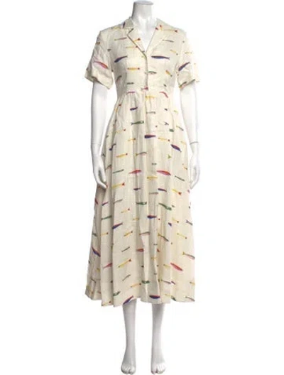 Pre-owned Staud Linen Midi Length Dress In Neutral