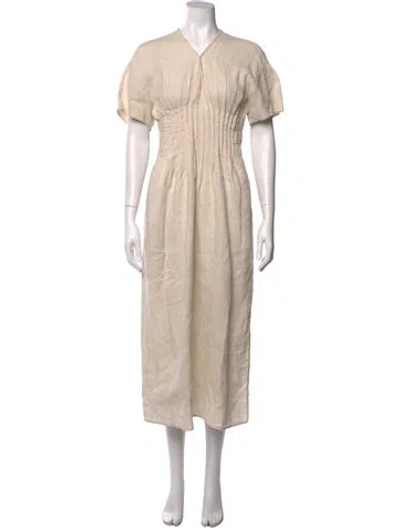 Pre-owned Staud Linen Midi Length Dress In Neutrals
